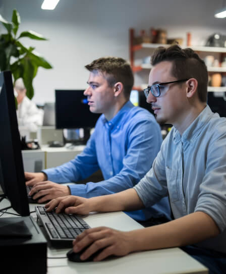 internet-shop-worker-his-coworker-focused-their-work 1